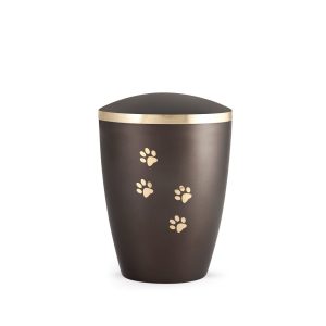 Tierurnennaturstoffurne-edition-elegance-chocolat-Pfotenmotiv gold-1