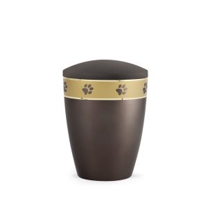 Tierurnennaturstoffurne-edition-elegance-chocolat-Pfotenband gold-1