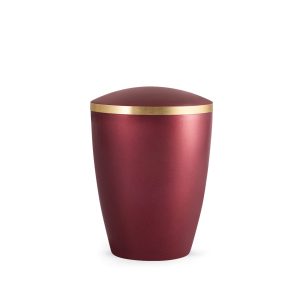 Tierurnennaturstoffurne-edition-elegance-weinrot-Goldband gebürstet-1