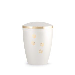 Tierurnennaturstoffurne-edition-elegance-perlmutt-Pfotenmotiv gold-1