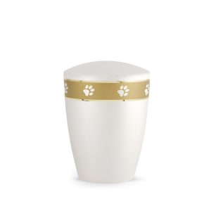 Tierurnennaturstoffurne-edition-elegance-perlmutt-Pfotenband gold-1