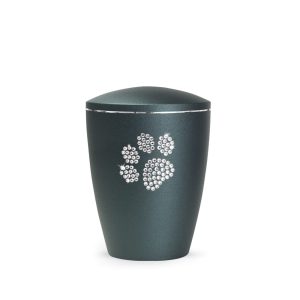 Tierurnennaturstoffurne-edition-elegance-kristall-petrol-Pfote aus Kristallen-1