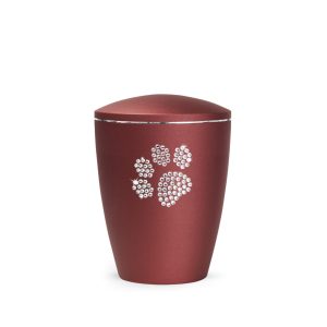 Tierurnennaturstoffurne-edition-elegance-kristall-rubin-Pfote aus Kristallen-1