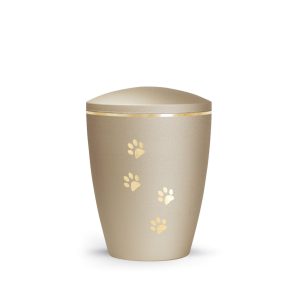 Tierurnennaturstoffurne-edition-patas-de-oro-champagner-Pfoten gold gebürstet-1