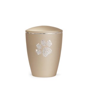 Tierurnennaturstoffurne-edition-elegance-kristall-champagner-Pfote aus Kristallen-1