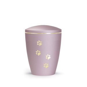 Tierurnennaturstoffurne-edition-patas-de-oro-rosé-Pfoten gold gebürstet-1