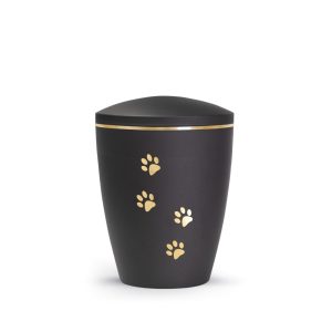Tierurnennaturstoffurne-edition-patas-de-oro-schwarz-Pfoten gold gebürstet-1