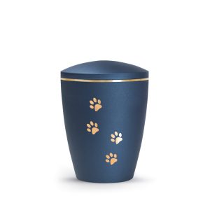 Tierurnennaturstoffurne-edition-patas-de-oro-navy-Pfoten gold gebürstet-1