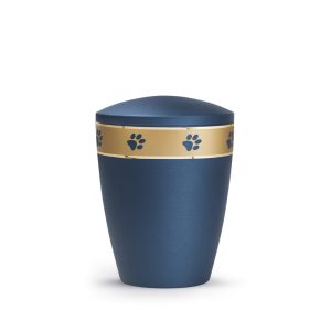 Tierurnennaturstoffurne-edition-patas-de-oro-navy-goldendes Pfotenband 1-1