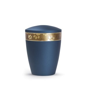 Tierurnennaturstoffurne-edition-patas-de-oro-navy-goldendes Pfotenband 2-1