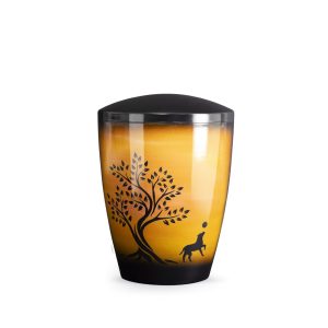 Tierurnennaturstoffurne-edition-airbrush--Hund Baum-1