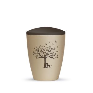 Tierurnennaturstoffurne-edition-natura-champagner siena-zweifarbig mit Tiermotiv H6-1