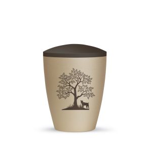 Tierurnennaturstoffurne-edition-natura-champagner siena-zweifarbig mit Tiermotiv H7-1