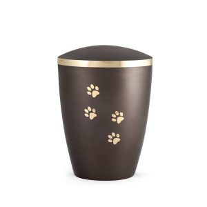 Tierurnennaturstoffurne-edition-elegance-chocolat-Pfotenmotiv gold-2