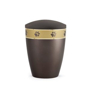 Tierurnennaturstoffurne-edition-elegance-chocolat-Pfotenband gold-2