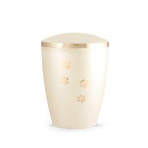 Tierurnennaturstoffurne-edition-elegance-champagner-Pfotenmotiv gold-2