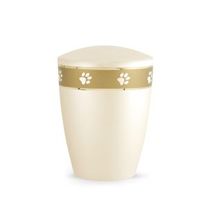 Tierurnennaturstoffurne-edition-elegance-champagner-Pfotenband gold-2