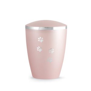 Tierurnennaturstoffurne-edition-elegance-rosé-Pfotenmotiv silber-2