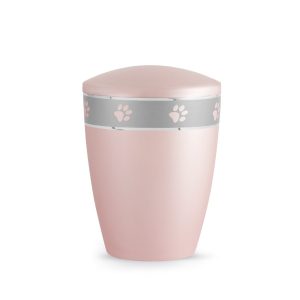 Tierurnennaturstoffurne-edition-elegance-rosé-Pfotenband silber-2