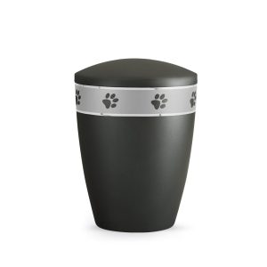 Tierurnennaturstoffurne-edition-elegance-anthrazit-Pfotenband silber-2