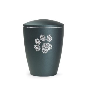 Tierurnennaturstoffurne-edition-elegance-kristall-petrol-Pfote aus Kristallen-2