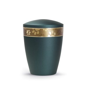 Tierurnennaturstoffurne-edition-patas-de-oro-petrol-goldendes Pfotenband 2-2