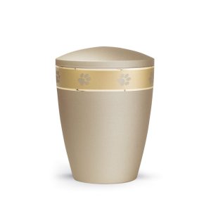 Tierurnennaturstoffurne-edition-patas-de-oro-champagner-goldendes Pfotenband 1-2
