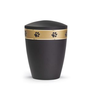 Tierurnennaturstoffurne-edition-patas-de-oro-schwarz-goldendes Pfotenband 1-2
