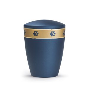 Tierurnennaturstoffurne-edition-patas-de-oro-navy-goldendes Pfotenband 1-2