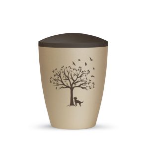 Tierurnennaturstoffurne-edition-natura-champagner siena-zweifarbig mit Tiermotiv H6-2