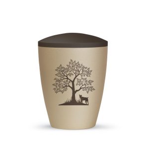 Tierurnennaturstoffurne-edition-natura-champagner siena-zweifarbig mit Tiermotiv H7-2
