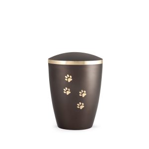 Tierurnennaturstoffurne-edition-elegance-chocolat-Pfotenmotiv gold-0