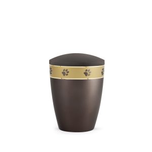 Tierurnennaturstoffurne-edition-elegance-chocolat-Pfotenband gold-0