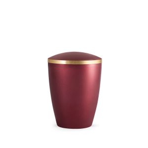 Tierurnennaturstoffurne-edition-elegance-weinrot-Goldband gebürstet-0