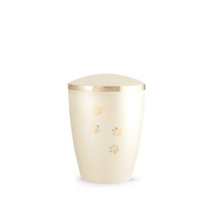Tierurnennaturstoffurne-edition-elegance-champagner-Pfotenmotiv gold-0