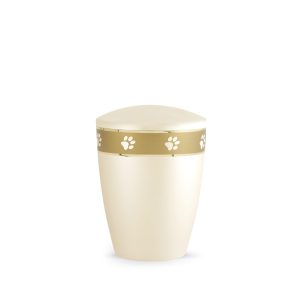 Tierurnennaturstoffurne-edition-elegance-champagner-Pfotenband gold-0