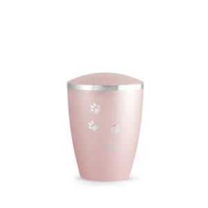 Tierurnennaturstoffurne-edition-elegance-rosé-Pfotenmotiv silber-0