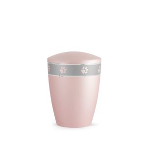 Tierurnennaturstoffurne-edition-elegance-rosé-Pfotenband silber-0