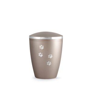 Tierurnennaturstoffurne-edition-elegance-fumé-Pfotenmotiv silber-0