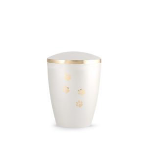 Tierurnennaturstoffurne-edition-elegance-perlmutt-Pfotenmotiv gold-0