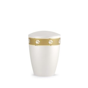 Tierurnennaturstoffurne-edition-elegance-perlmutt-Pfotenband gold-0