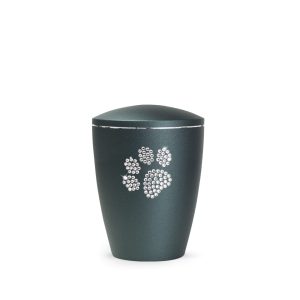 Tierurnennaturstoffurne-edition-elegance-kristall-petrol-Pfote aus Kristallen-0