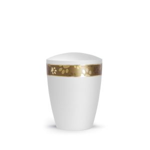 Tierurnennaturstoffurne-edition-patas-de-oro-weiß-goldendes Pfotenband 2-0