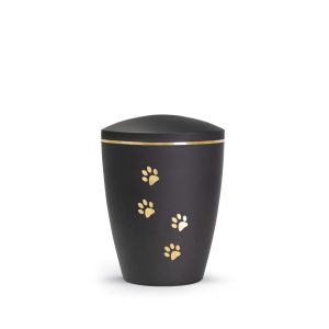 Tierurnennaturstoffurne-edition-patas-de-oro-schwarz-Pfoten gold gebürstet-0