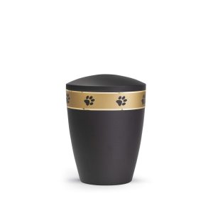 Tierurnennaturstoffurne-edition-patas-de-oro-schwarz-goldendes Pfotenband 1-0