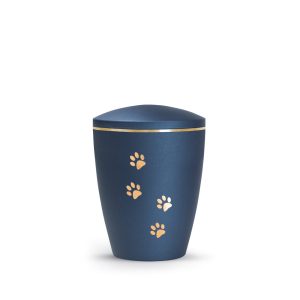Tierurnennaturstoffurne-edition-patas-de-oro-navy-Pfoten gold gebürstet-0