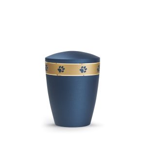 Tierurnennaturstoffurne-edition-patas-de-oro-navy-goldendes Pfotenband 1-0