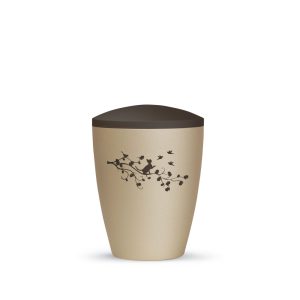 Tierurnennaturstoffurne-edition-natura-champagner siena-zweifarbig mit Tiermotiv K1-0