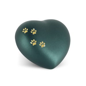 Tierurnenkeramikurne-edition-herz-petrol-Pfötchen gold-1