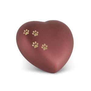 Tierurnenkeramikurne-edition-herz-rubin-Pfötchen gold-1
